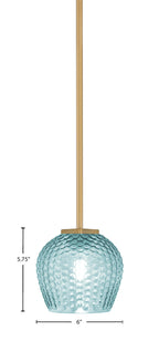 Franklin One Light Mini Pendant in New Age Brass with Turquoise Textured Shade