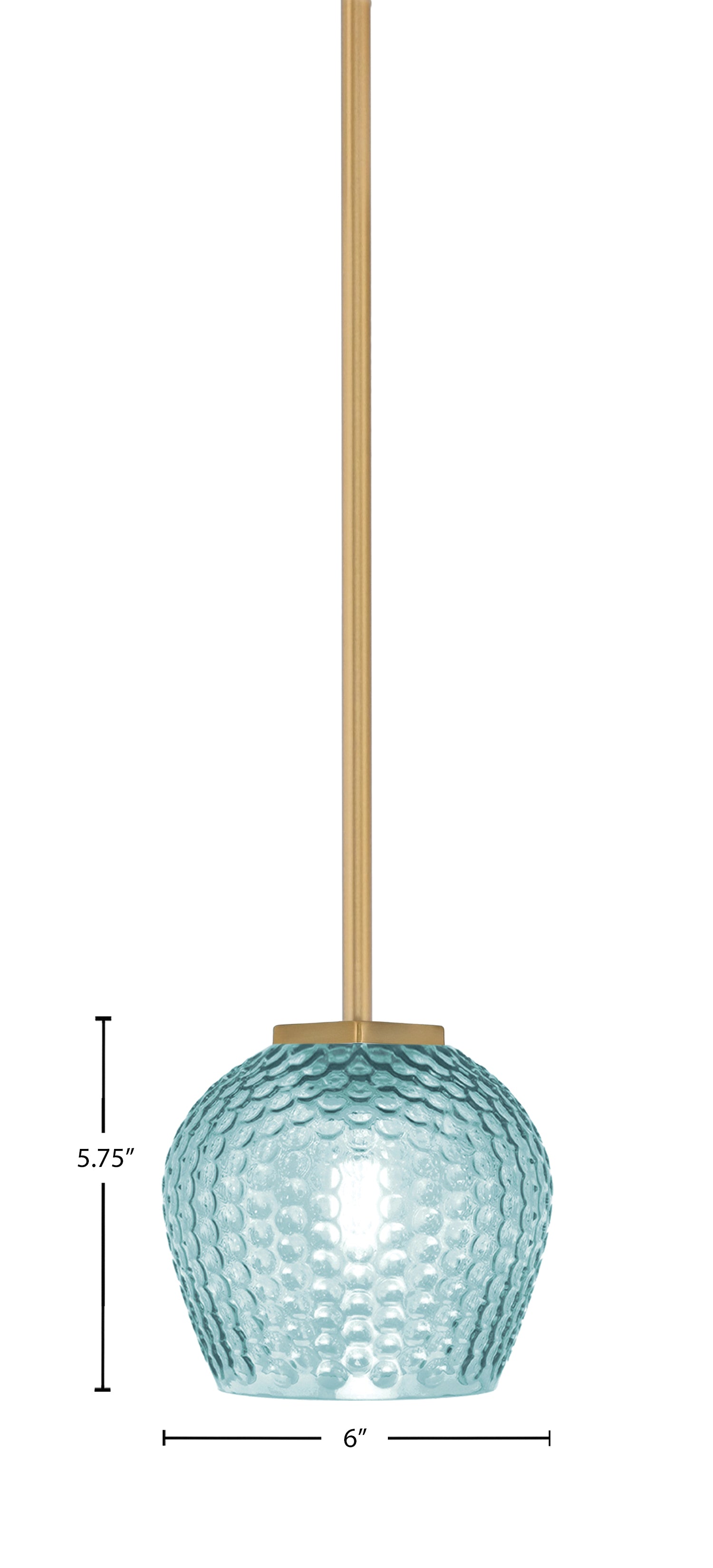 Franklin One Light Mini Pendant in New Age Brass with Turquoise Textured Shade