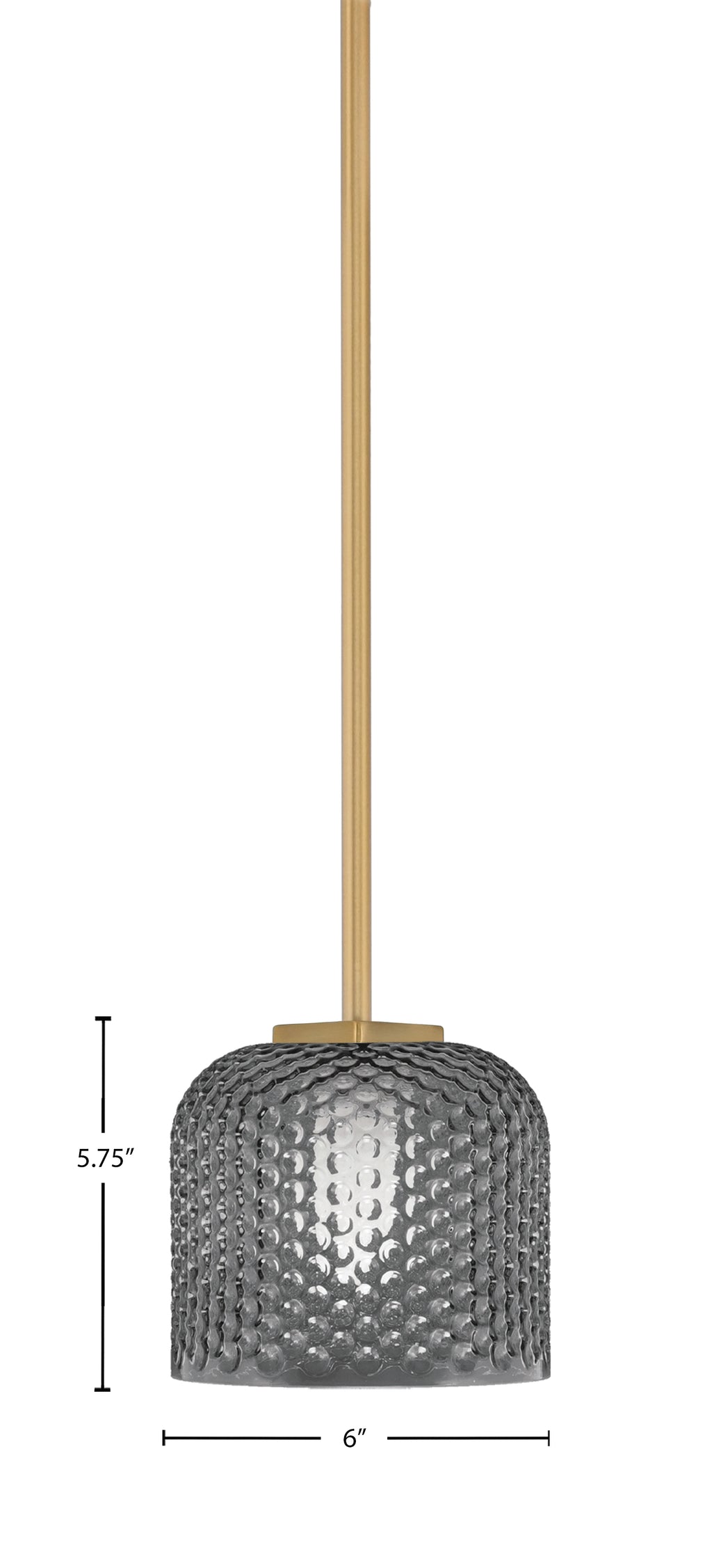Franklin One Light Mini Pendant in New Age Brass with Smoke Textured Shade