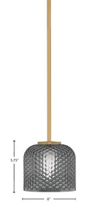 Franklin One Light Mini Pendant in New Age Brass with Smoke Textured Shade