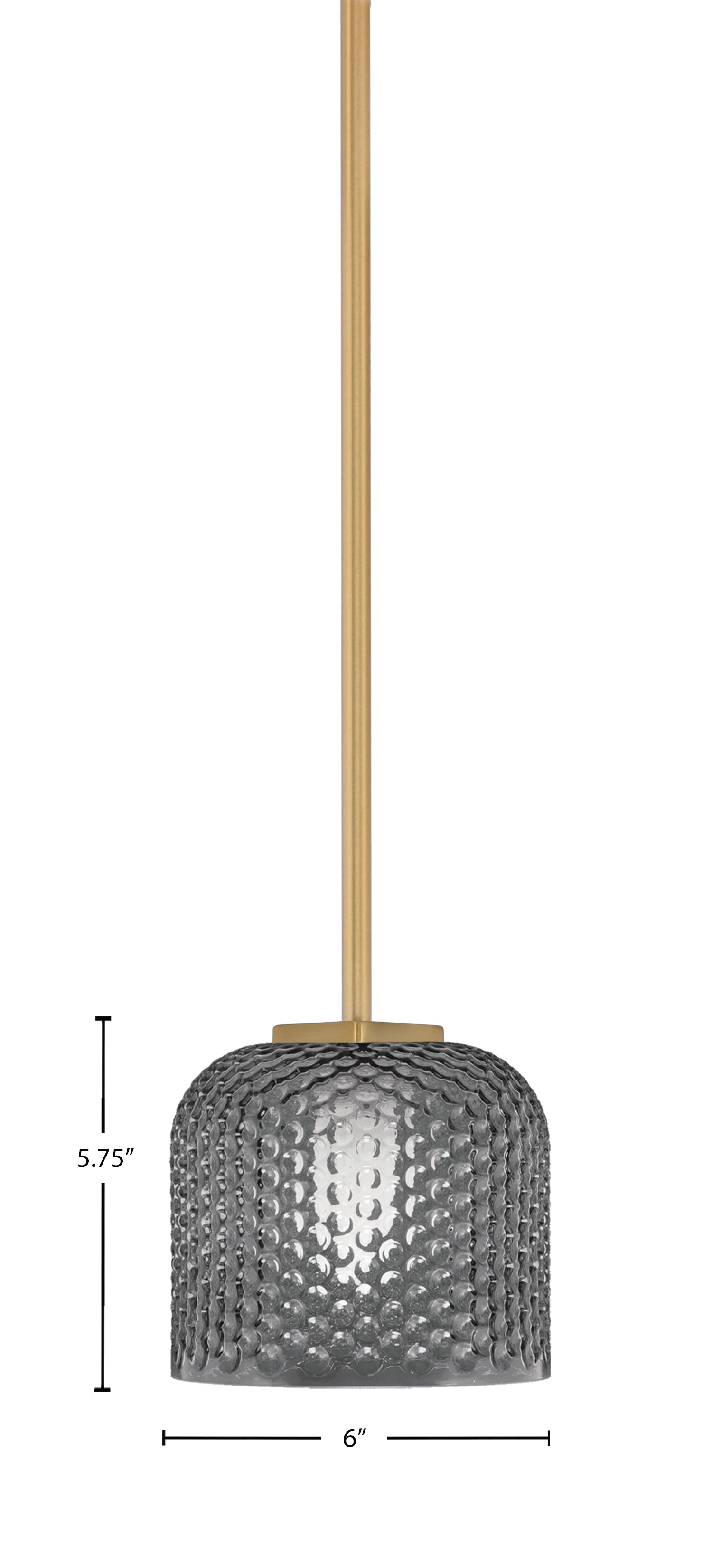Franklin One Light Mini Pendant in New Age Brass with Smoke Textured Shade