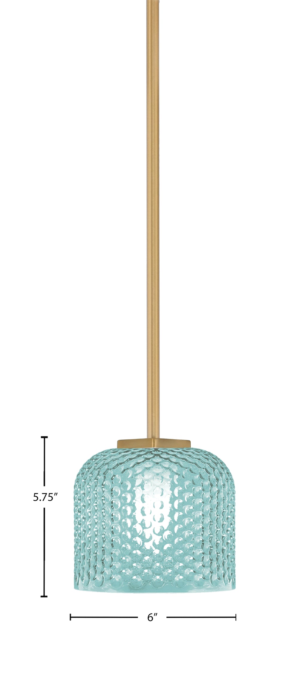 Franklin One Light Mini Pendant in New Age Brass with Turquoise Textured Shade