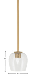 Franklin One Light Mini Pendant in New Age Brass with Clear Bubble Shade
