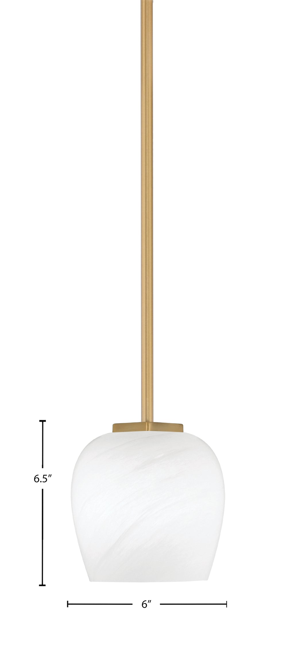 Franklin One Light Mini Pendant in New Age Brass with White Marble Shade