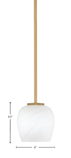 Franklin One Light Mini Pendant in New Age Brass with White Marble Shade