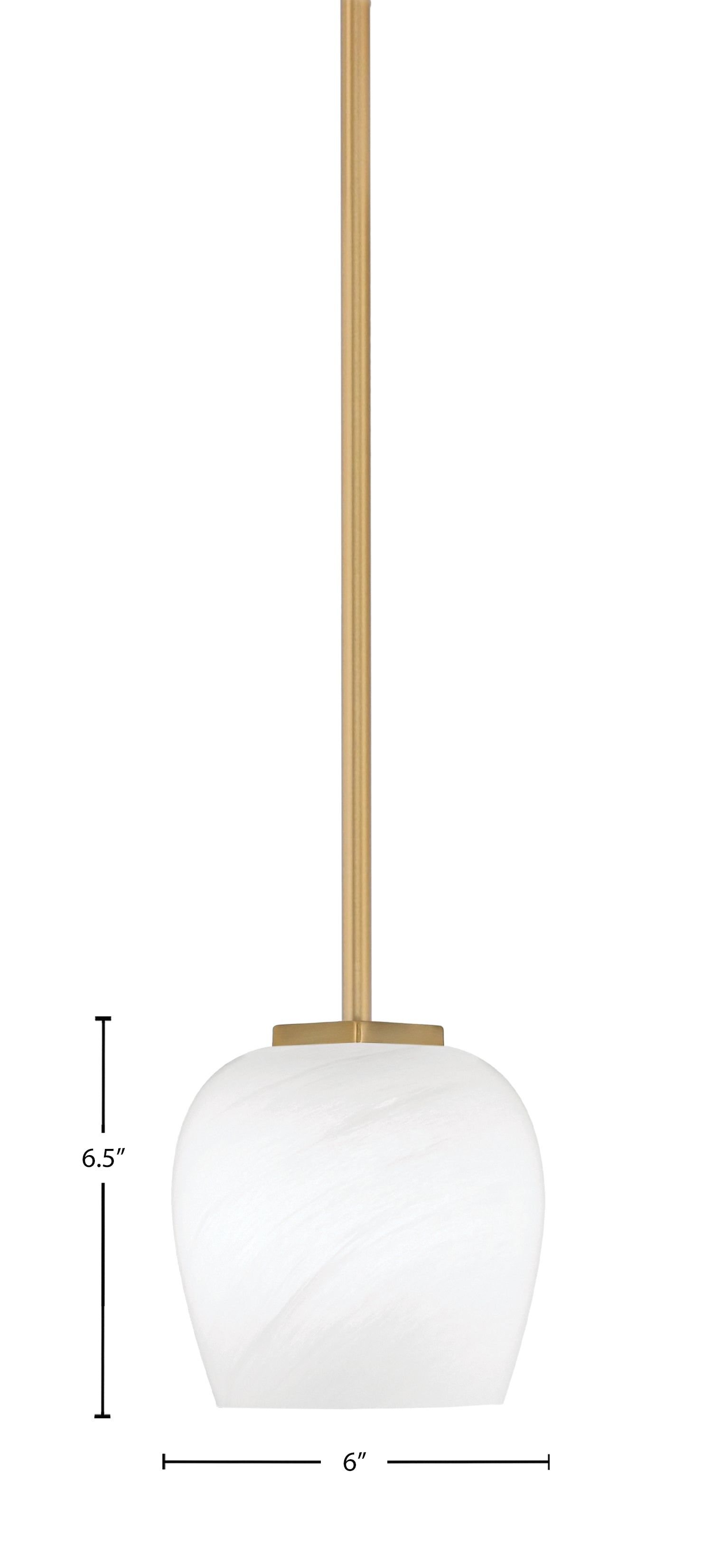 Franklin One Light Mini Pendant in New Age Brass with White Marble Shade