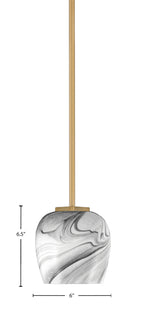 Franklin One Light Mini Pendant in New Age Brass with Onyx Swirl Shade
