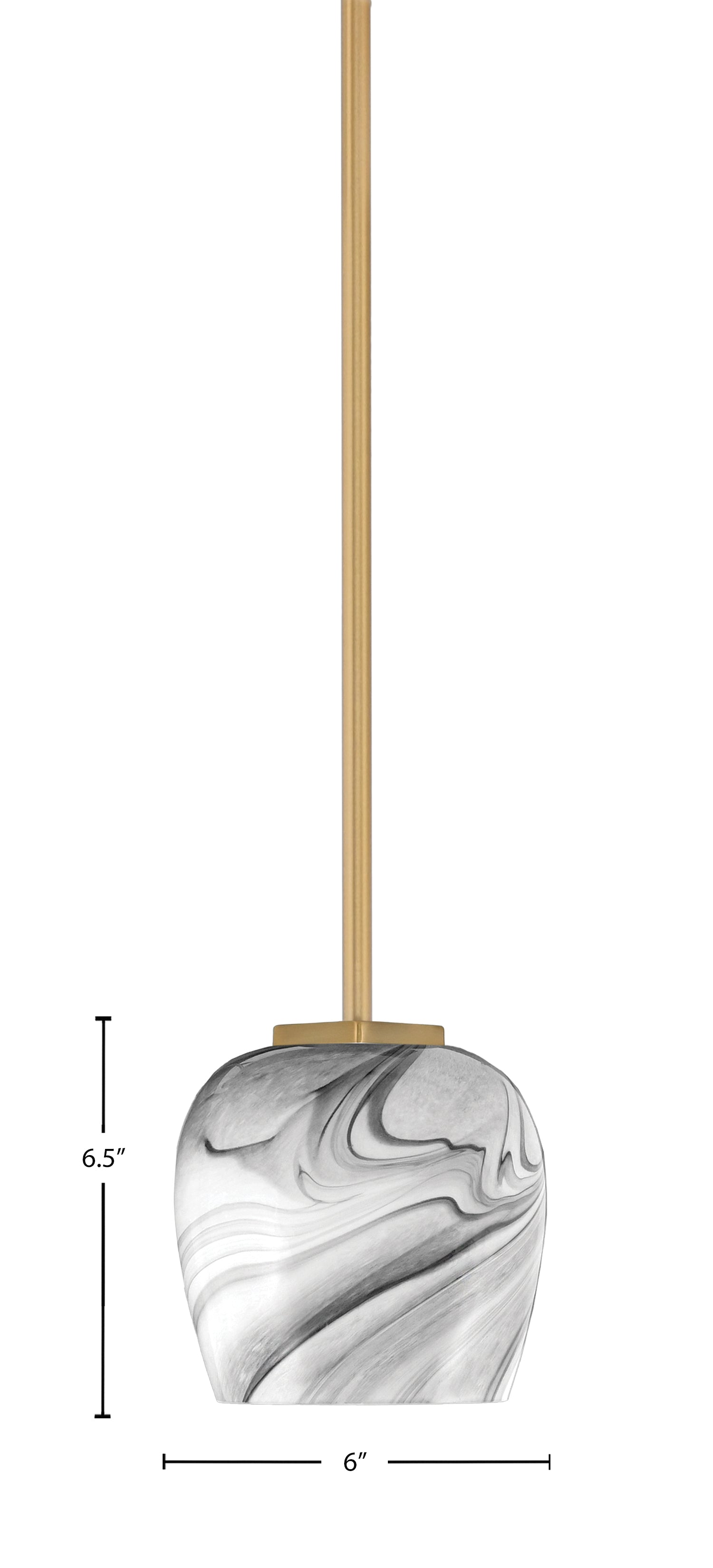 Franklin One Light Mini Pendant in New Age Brass with Onyx Swirl Shade