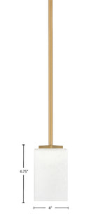 Franklin One Light Mini Pendant in New Age Brass with Square White Muslin Shade