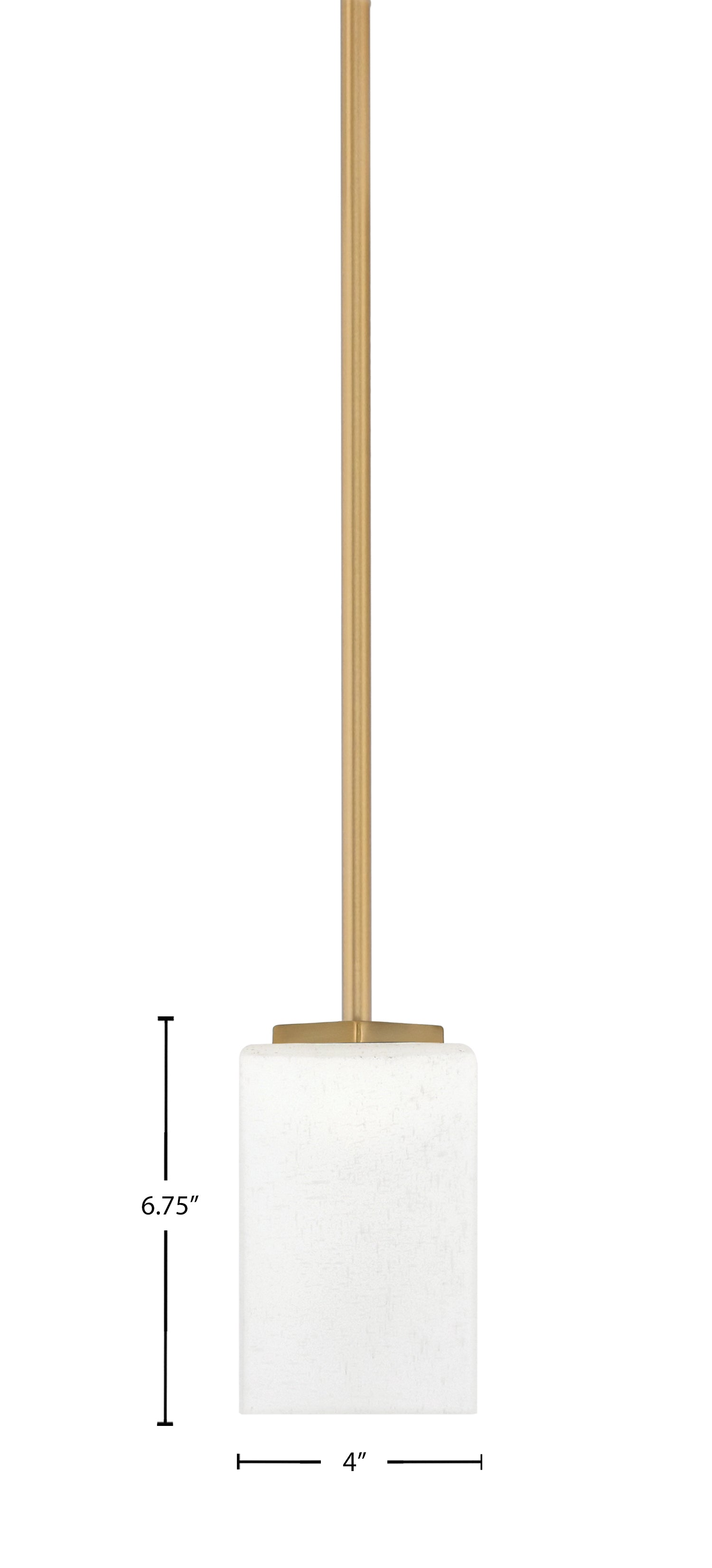 Franklin One Light Mini Pendant in New Age Brass with Square White Muslin Shade