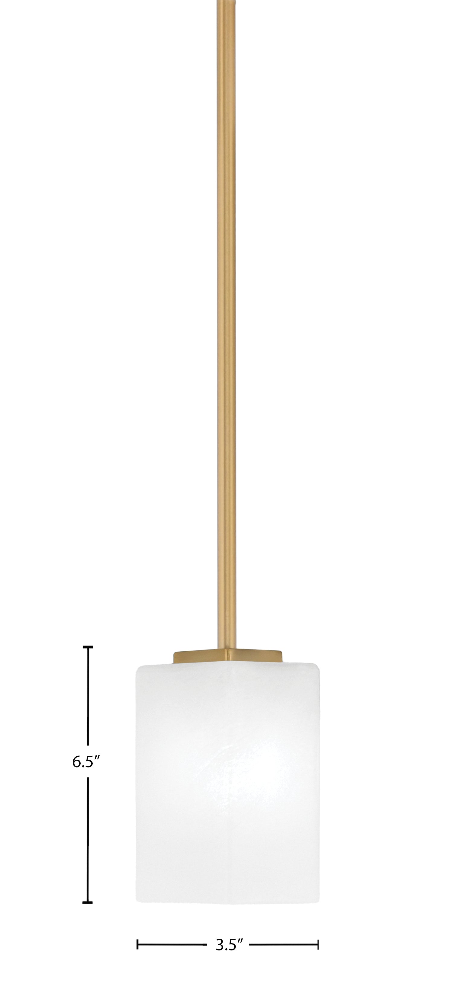 Franklin One Light Mini Pendant in New Age Brass with Square White Marble Shade