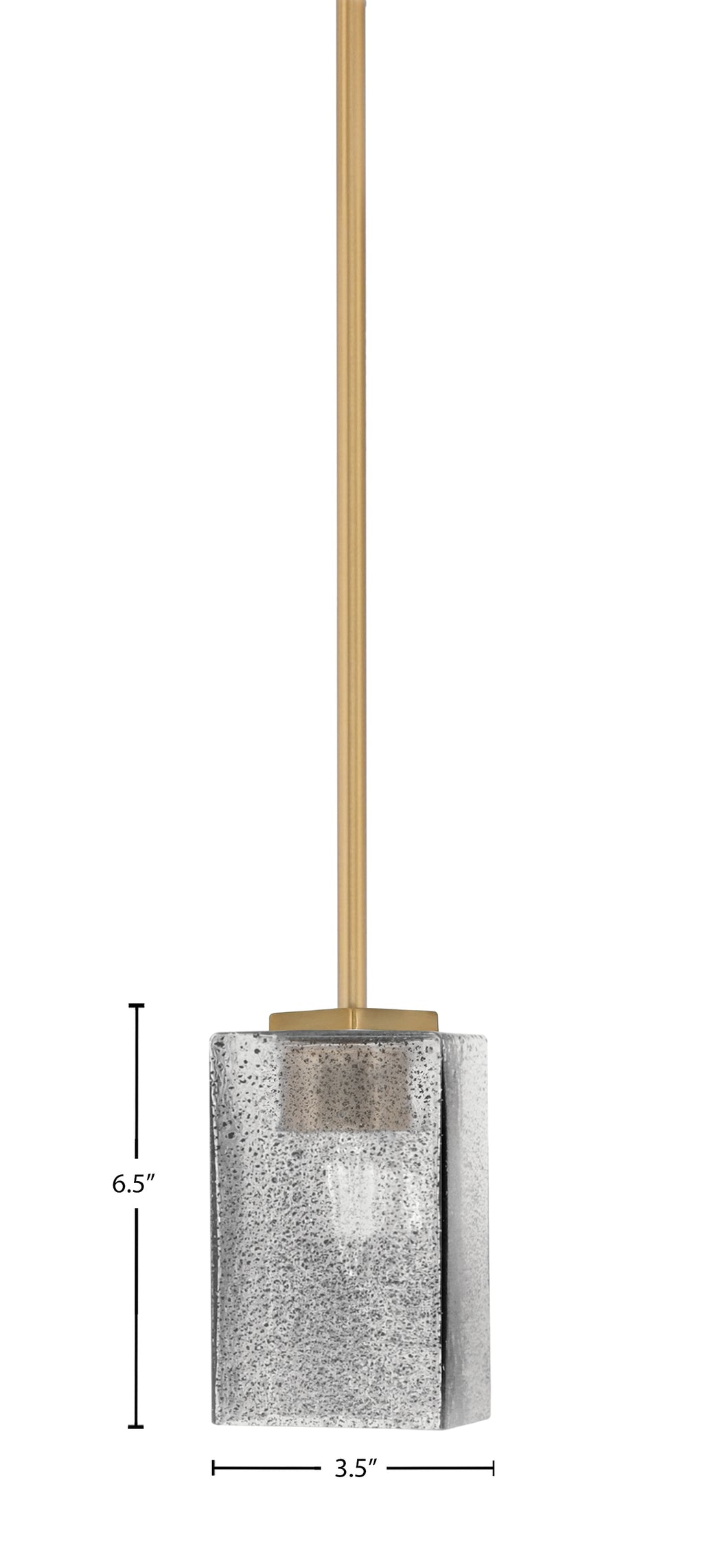 Franklin One Light Mini Pendant in New Age Brass with Square Smoke Bubble Shade