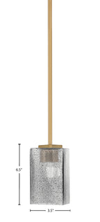 Franklin One Light Mini Pendant in New Age Brass with Square Smoke Bubble Shade