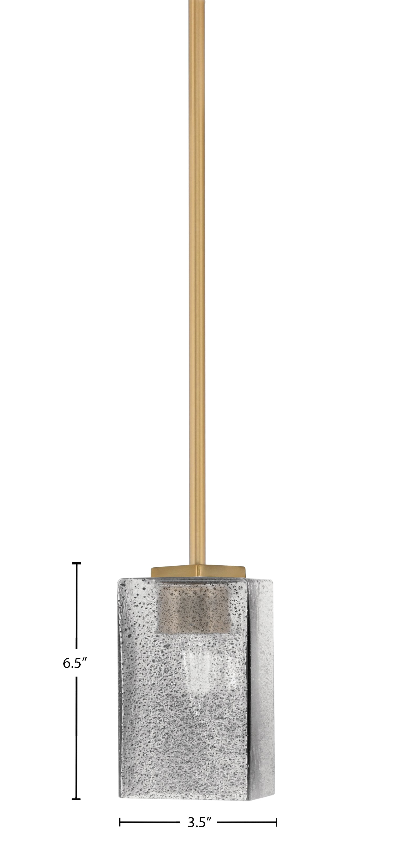 Franklin One Light Mini Pendant in New Age Brass with Square Smoke Bubble Shade