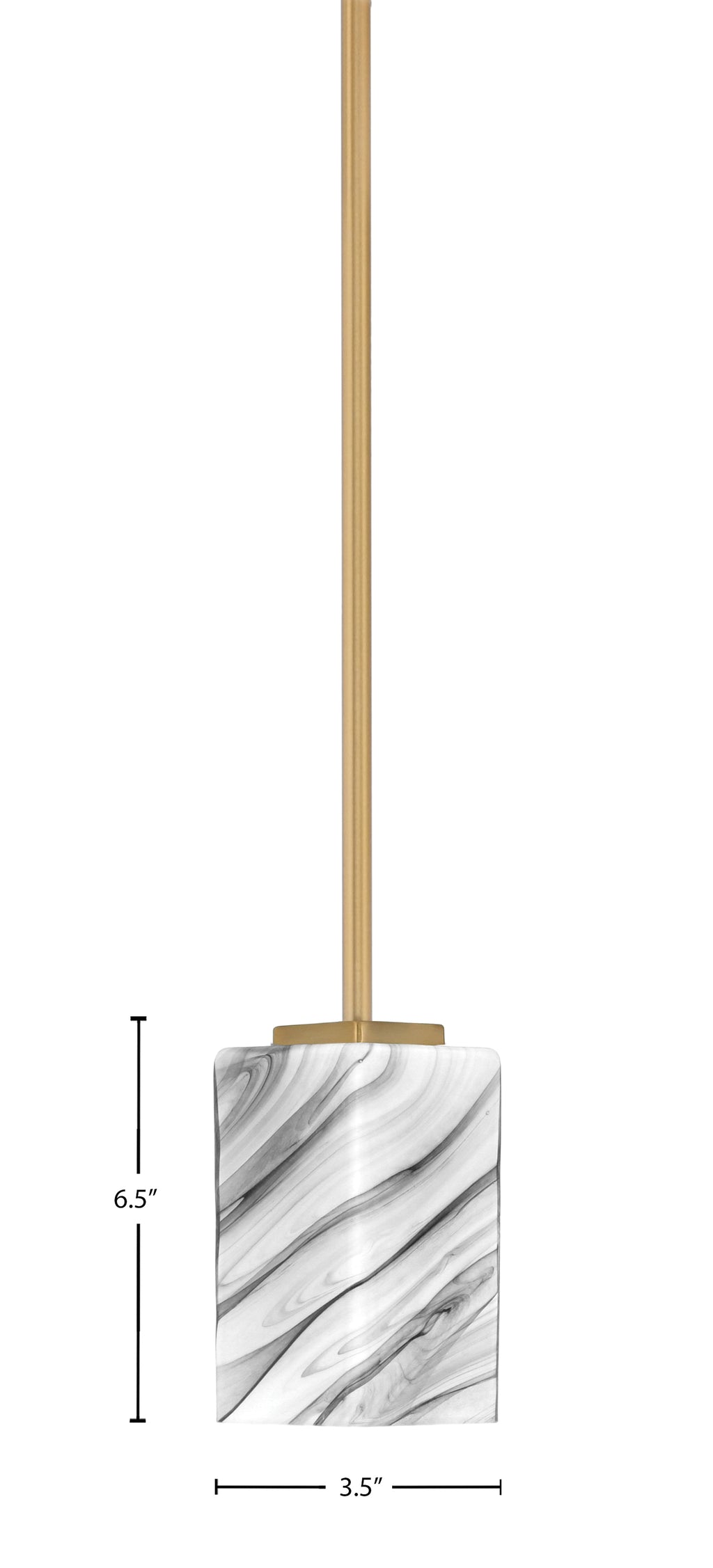 Franklin One Light Mini Pendant in New Age Brass with Square Onyx Swirl Shade