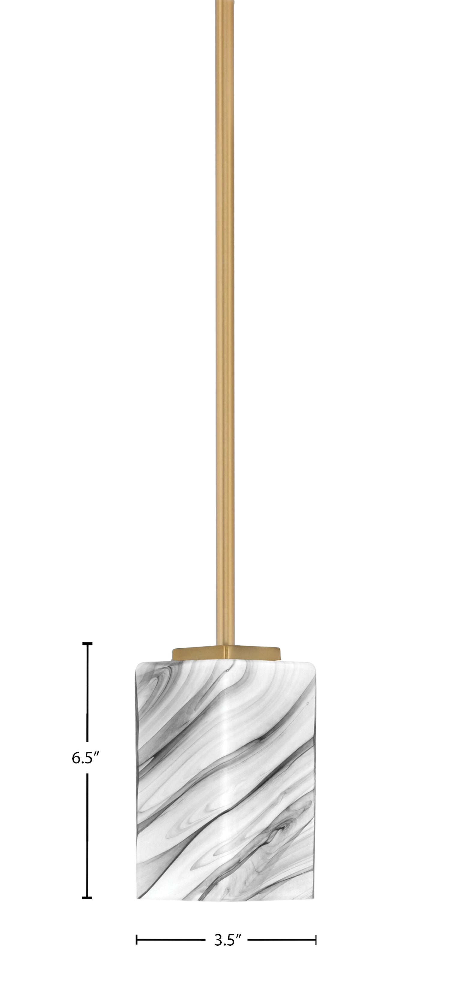 Franklin One Light Mini Pendant in New Age Brass with Square Onyx Swirl Shade
