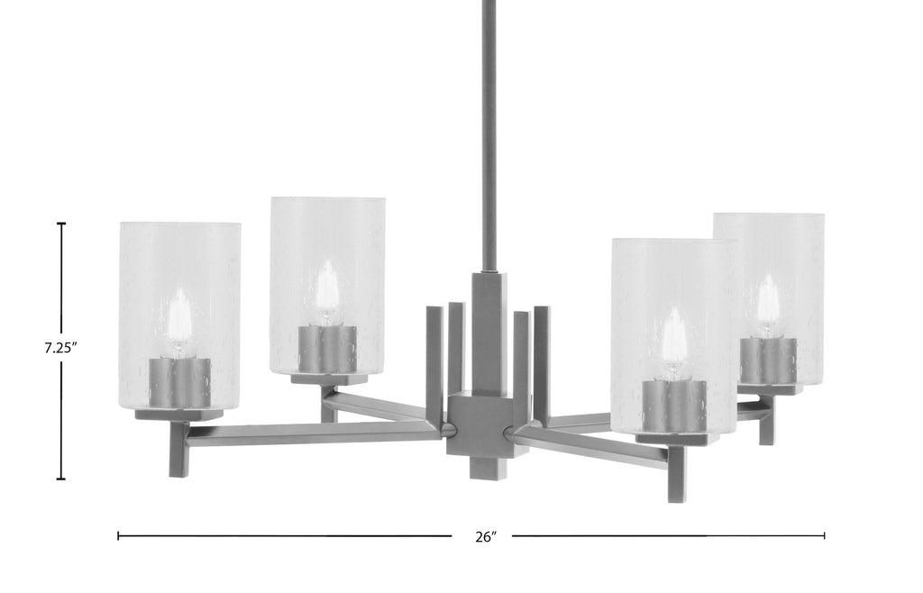 Franklin Four Light Chandelier in Graphite with Clear Bubble Shade