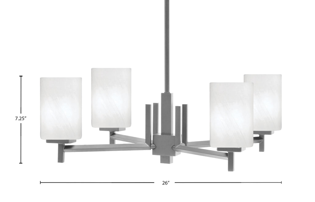 Franklin Four Light Chandelier in Graphite with White Marble Shade
