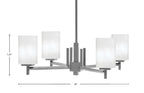 Franklin Four Light Chandelier in Graphite with White Marble Shade