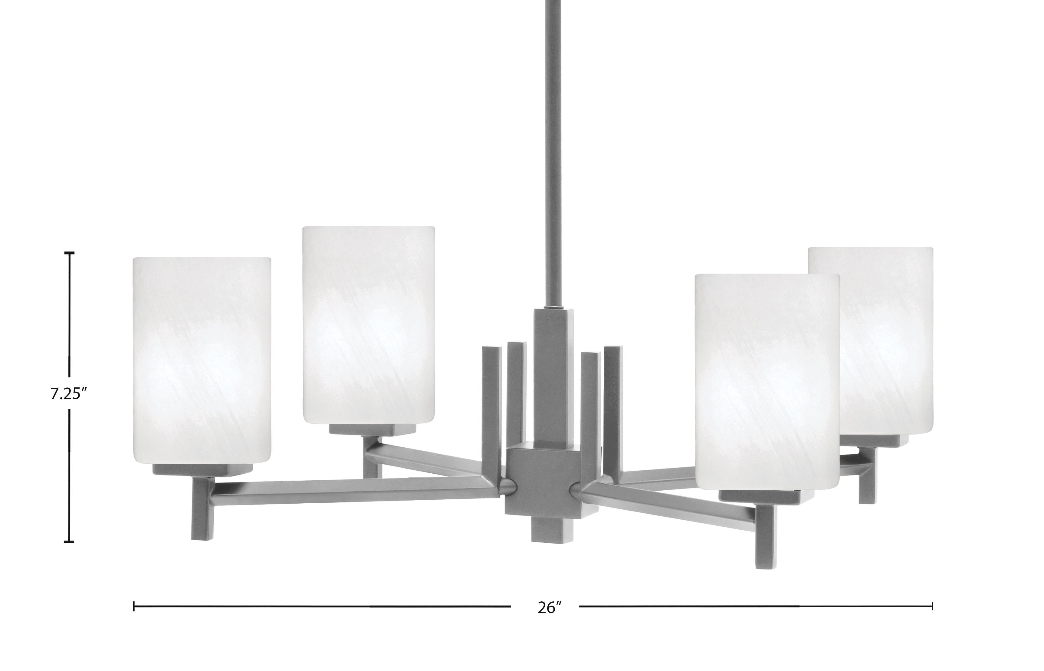Franklin Four Light Chandelier in Graphite with White Marble Shade