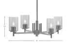 Franklin Four Light Chandelier in Graphite with Smoke Bubble Shade