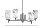 Franklin Four Light Chandelier in Graphite with Onyx Swirl Shade
