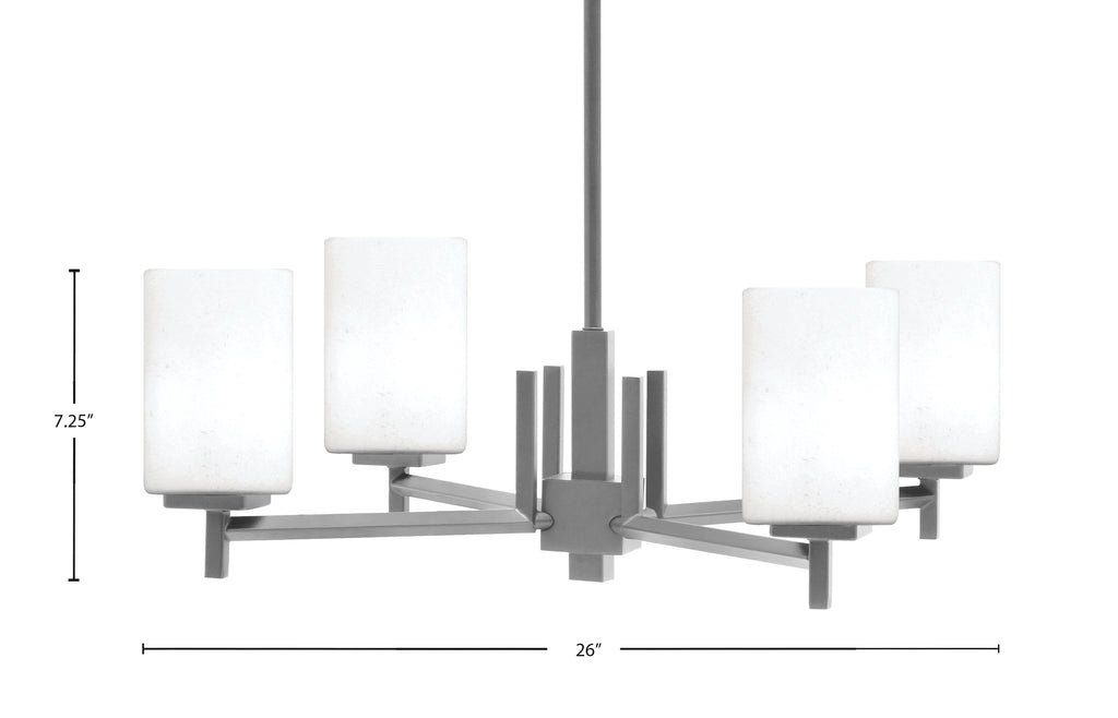 Franklin Four Light Chandelier in Graphite with White Muslin Shade