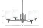 Franklin Four Light Chandelier in Graphite with White Muslin Shade