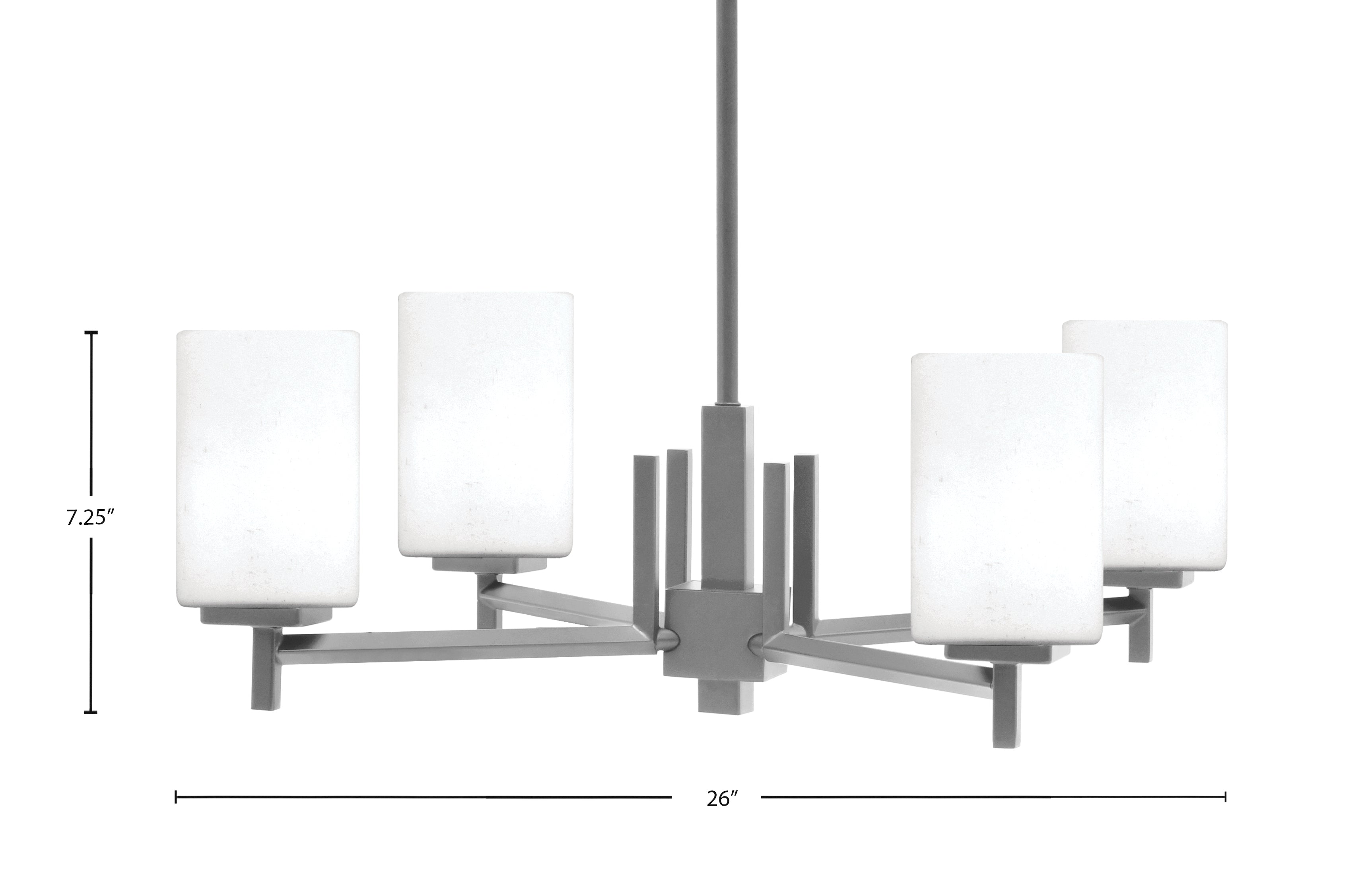 Franklin Four Light Chandelier in Graphite with White Muslin Shade