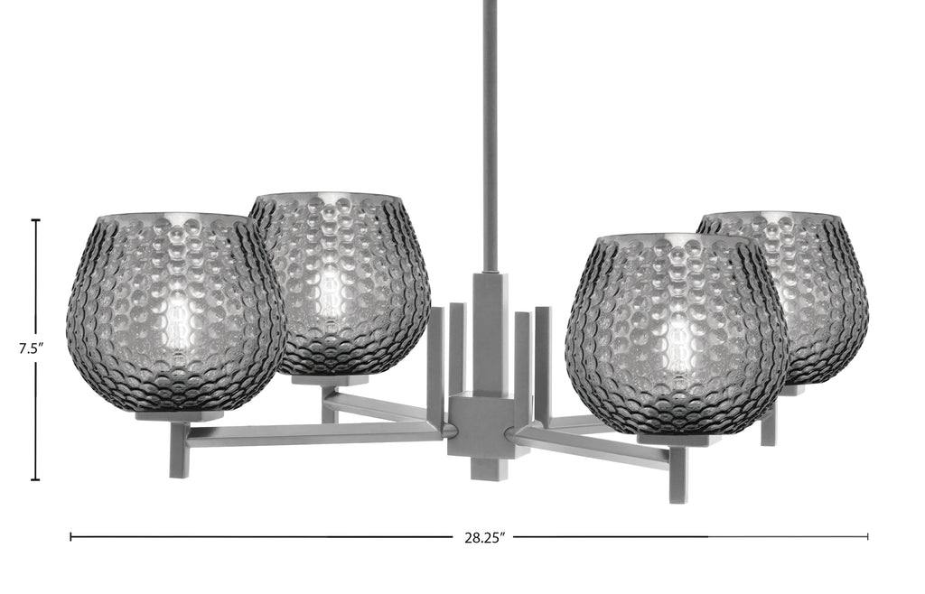 Franklin Four Light Chandelier in Graphite with Smoke Textured Shade