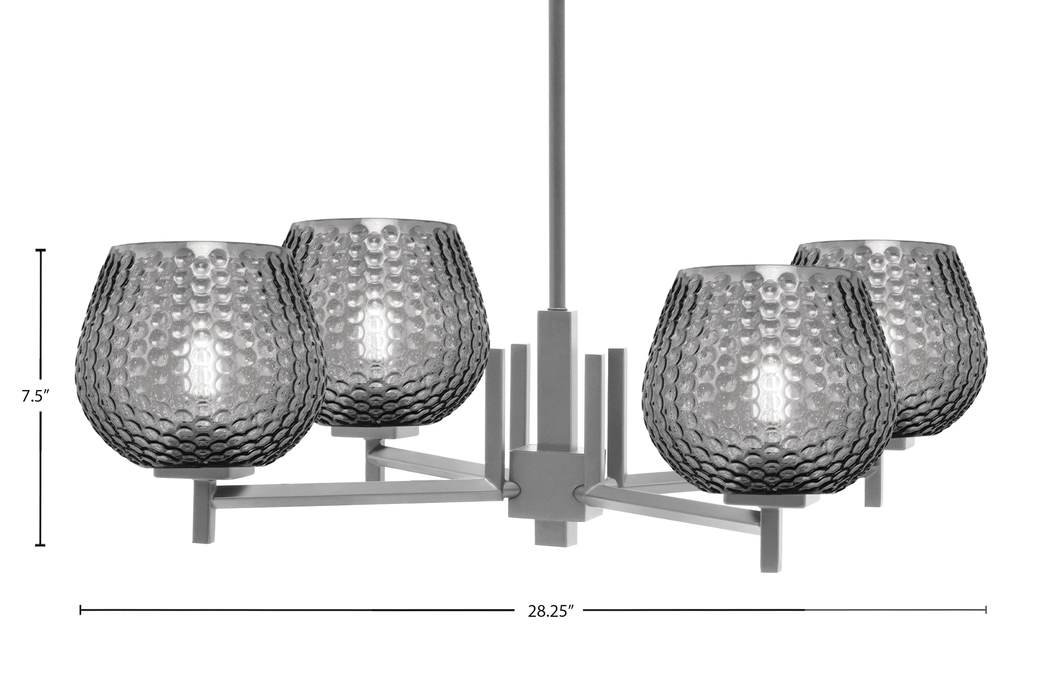 Franklin Four Light Chandelier in Graphite with Smoke Textured Shade