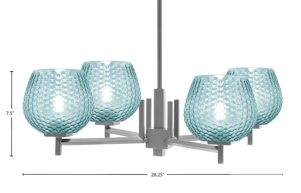 Franklin Four Light Chandelier in Graphite with Turquoise Textured Shade