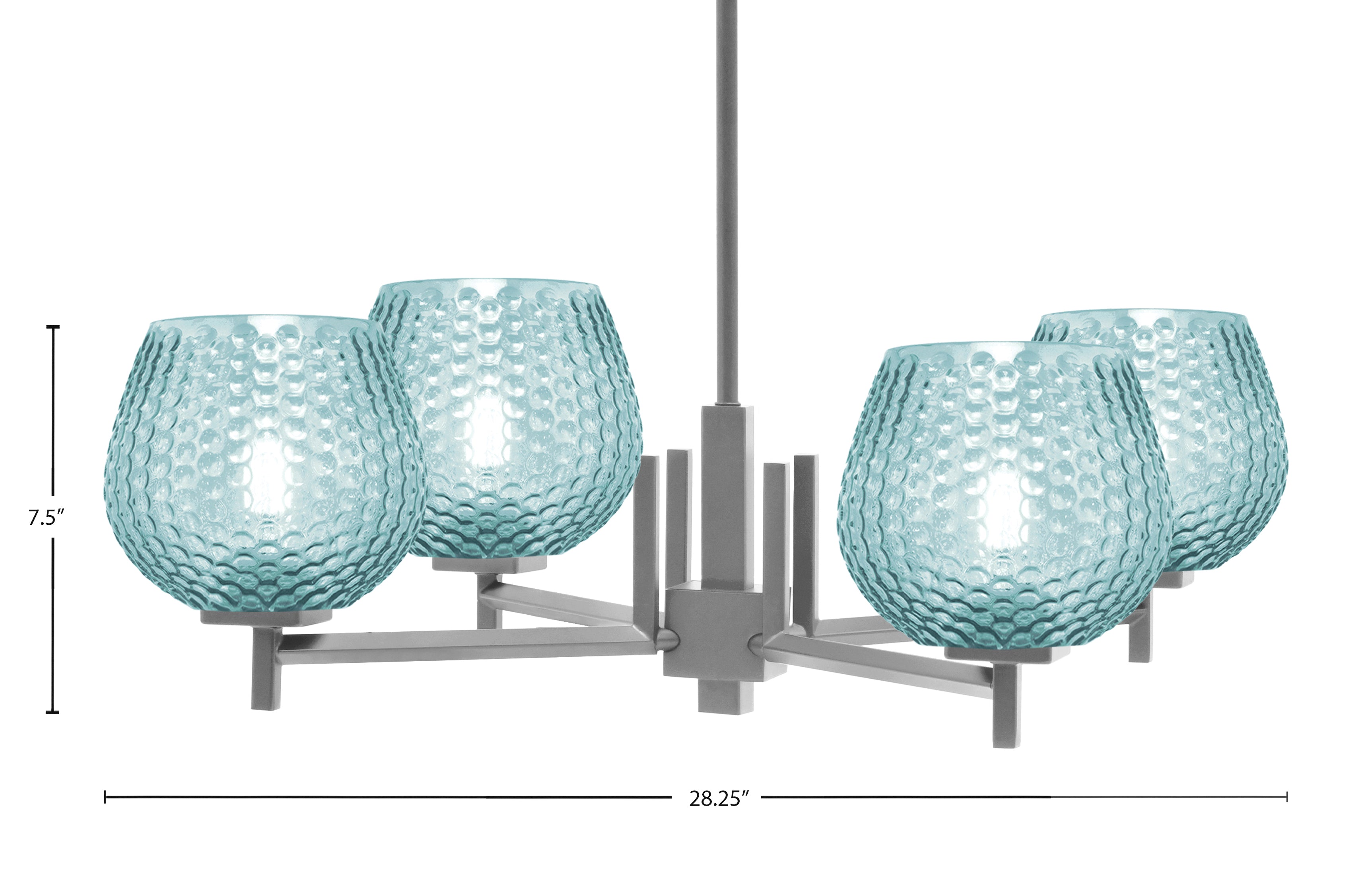 Franklin Four Light Chandelier in Graphite with Turquoise Textured Shade