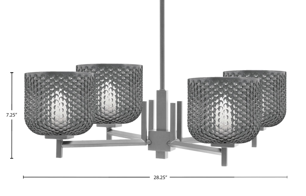Franklin Four Light Chandelier in Graphite with Smoke Textured Shade