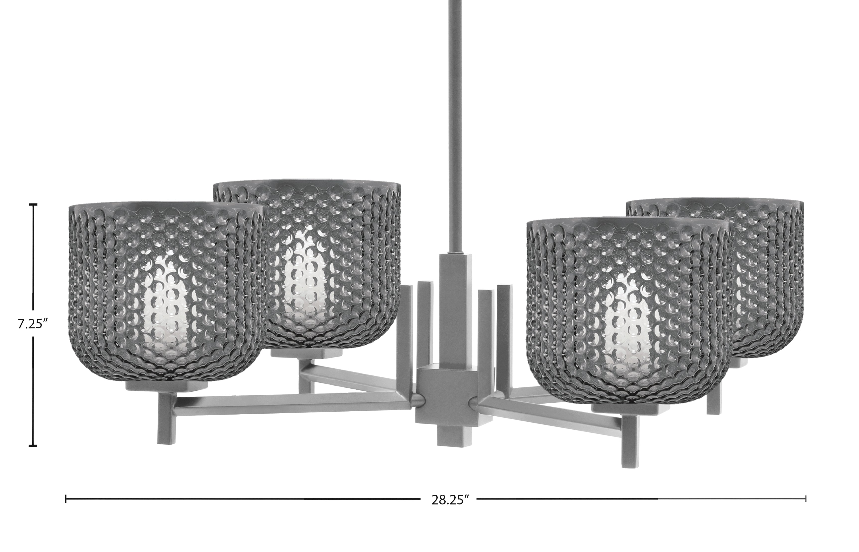 Franklin Four Light Chandelier in Graphite with Smoke Textured Shade