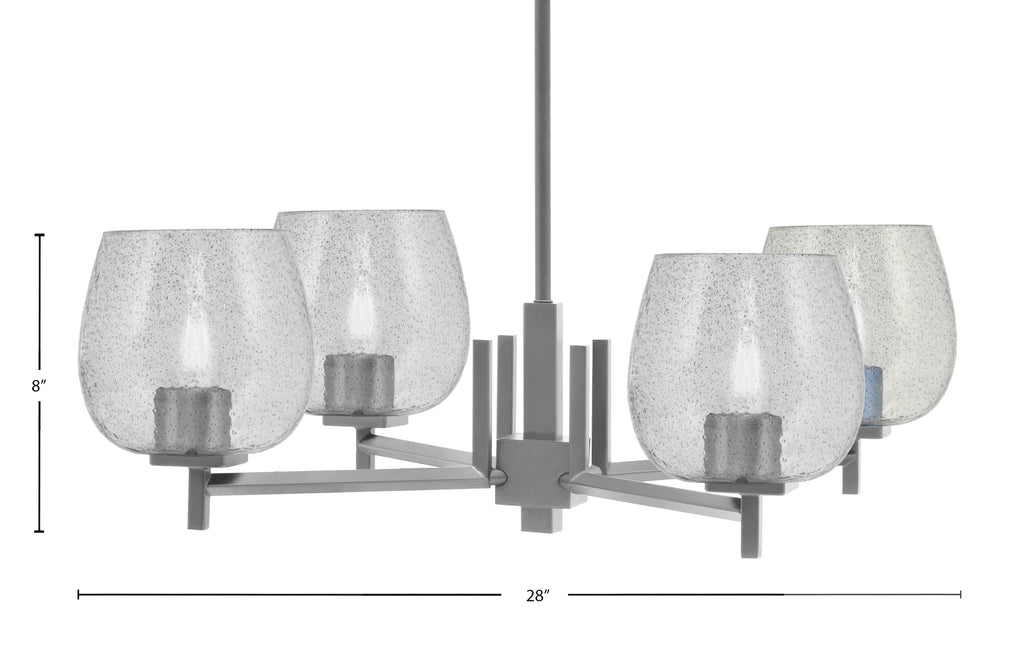 Franklin Four Light Chandelier in Graphite with Smoke Bubble Shade