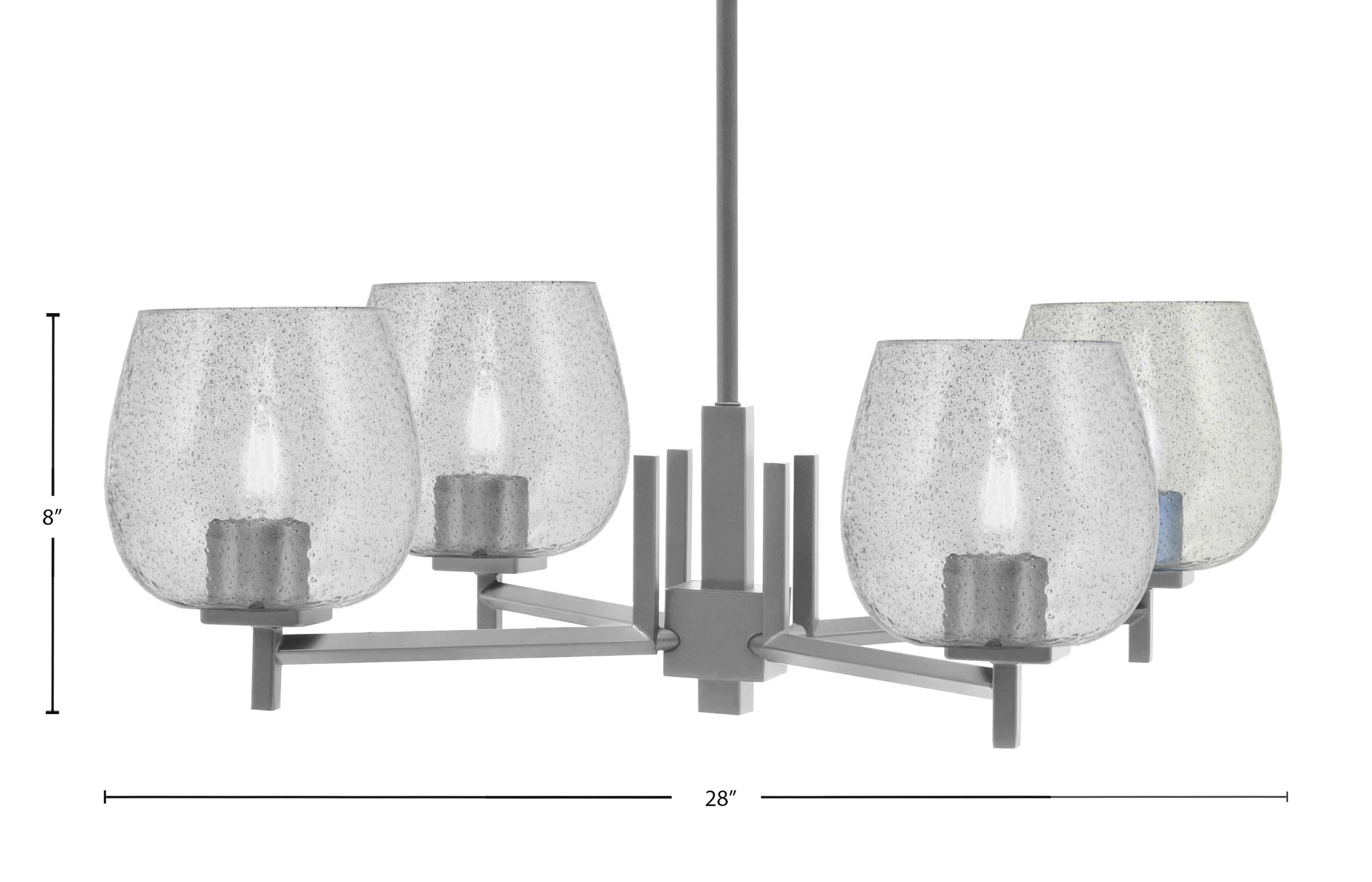 Franklin Four Light Chandelier in Graphite with Smoke Bubble Shade