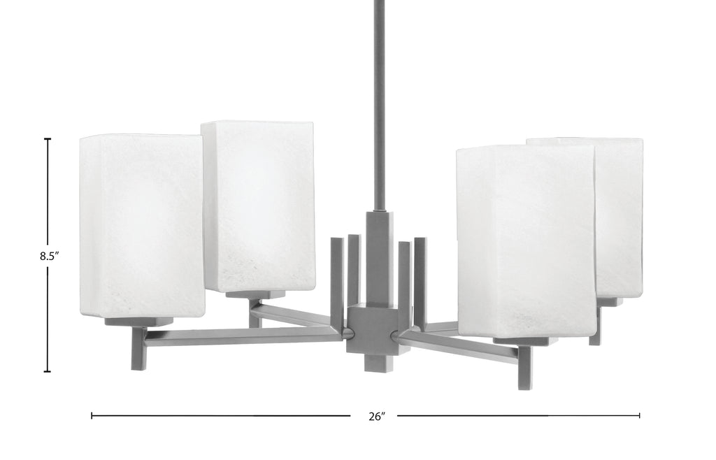 Franklin Four Light Chandelier in Graphite with Square White Muslin Shade
