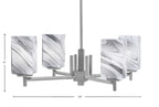 Franklin Four Light Chandelier in Matte Black with Square Onyx Swirl Shade