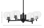Franklin Four Light Chandelier in Matte Black with Clear Bubble Shade