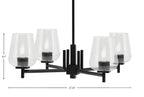 Franklin Four Light Chandelier in Matte Black with Clear Bubble Shade