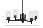 Franklin Four Light Chandelier in Matte Black with Clear Bubble Shade
