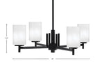 Franklin Four Light Chandelier in Matte Black with White Marble Shade
