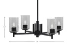 Franklin Four Light Chandelier in Matte Black with Smoke Bubble Shade