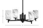 Franklin Four Light Chandelier in Matte Black with Onyx Swirl Shade