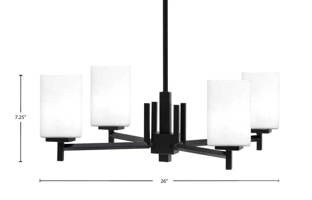 Franklin Four Light Chandelier in Matte Black with White Muslin Shade