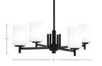 Franklin Four Light Chandelier in Matte Black with White Muslin Shade