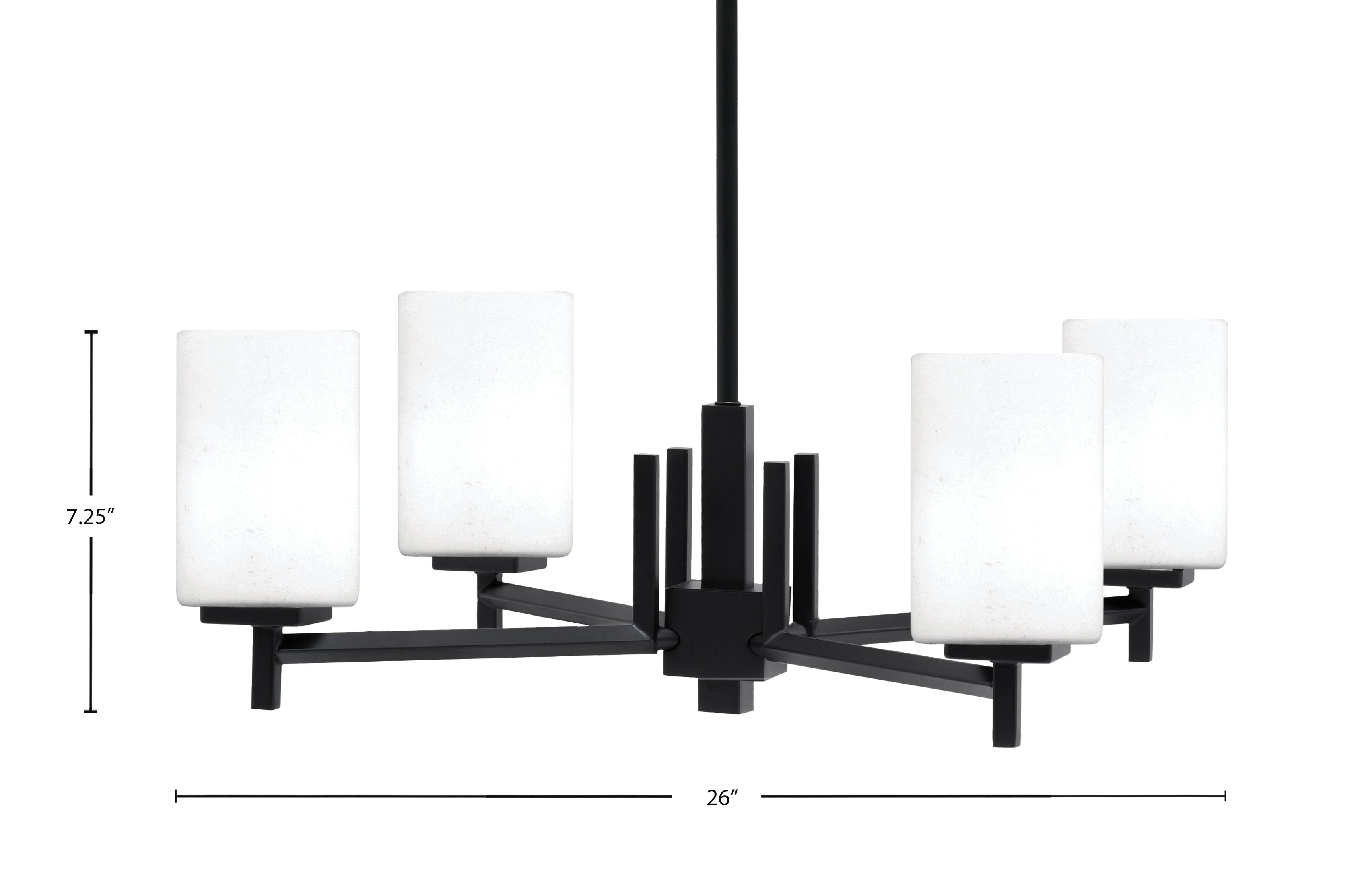 Franklin Four Light Chandelier in Matte Black with White Muslin Shade