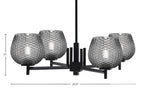 Franklin Four Light Chandelier in Matte Black with Smoke Textured Shade