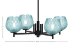 Franklin Four Light Chandelier in Matte Black with Turquoise Textured Shade